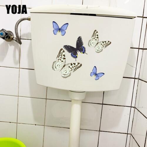 YOJA 20.6X19.3CM Cartoon Hand Drawn Butterfly Kids Rooms Wall Decor Decal Cute Animal WC Toilet Stickers T1-2270