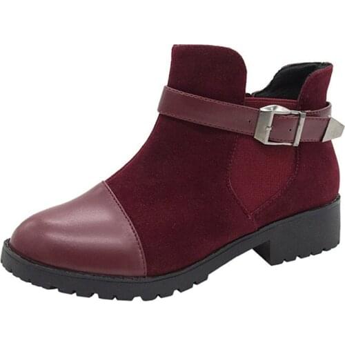 New 2020 autumn and winter thick bottom short barrel side zipper fashion Martin boots round splice women boots tide big 43