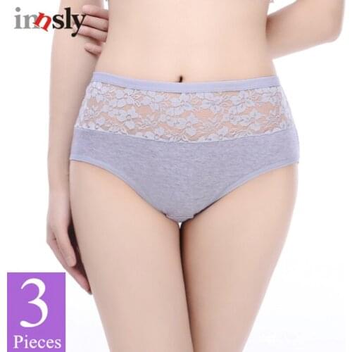 3 Pieces/Pack Underwear Women High Waist Panties Big Size Female Cotton Lace Briefs Large Size Comfortable Lingerie