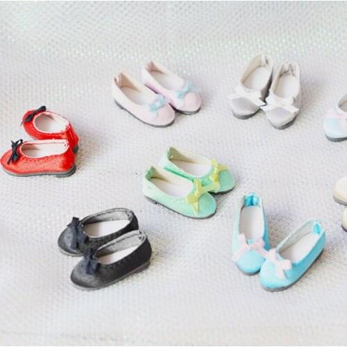 1 Pair Satin Face Bowknot Flat Shoes for Blyth, Azone Doll 1/6 Accessories
