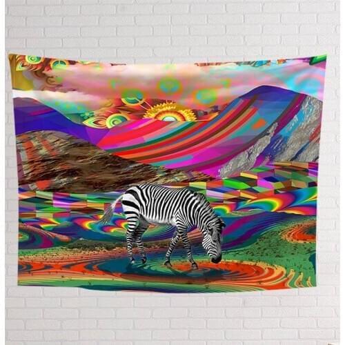 Aesthetic Anime Tapestry Wall Hanging Thin Zebra Printed Cartoon Wall Tapestry Home Bedroom Decoration 0.75*1/1.3*1.5/1.5*2m 1pc
