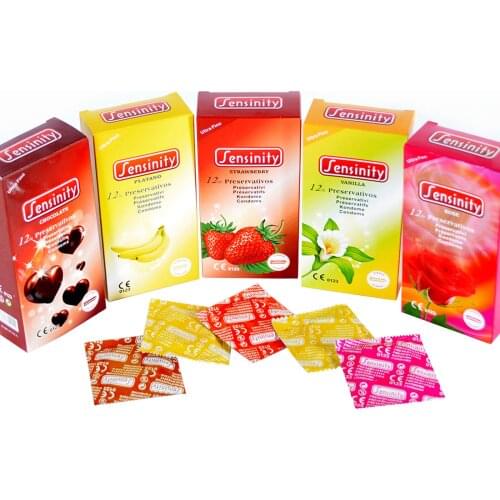 12Pcs rose Strawberry Banana Chocolate Condoms Women G-spot Vaginal Clitoris Stimulation Condom Penis Sleeve Adult Sex Products