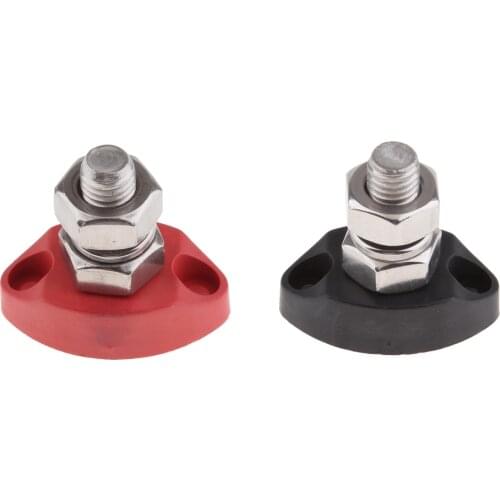 2pcs Junction Block Power Post Insulated Terminal Stud for Marine Boat Yachts Car Truck 10mm 3/8inch Stainless Steel ABS
