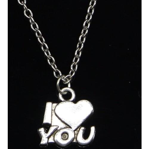 20pcs New Fashion Necklace 15x14mm heart I love you Pendants Short Long Women Men Colar Gift Jewelry Choker