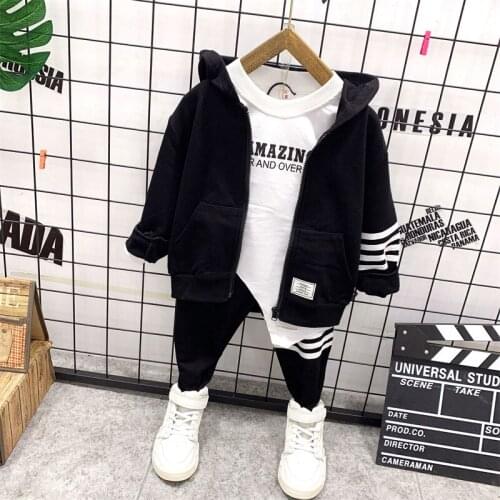 Spring Autumn Baby Boys Clothing Suits Children Hooded+ Irregular T-shirt+pants 3Pcs/Sets Fashion Kids Clothes Toddler Tracksuit