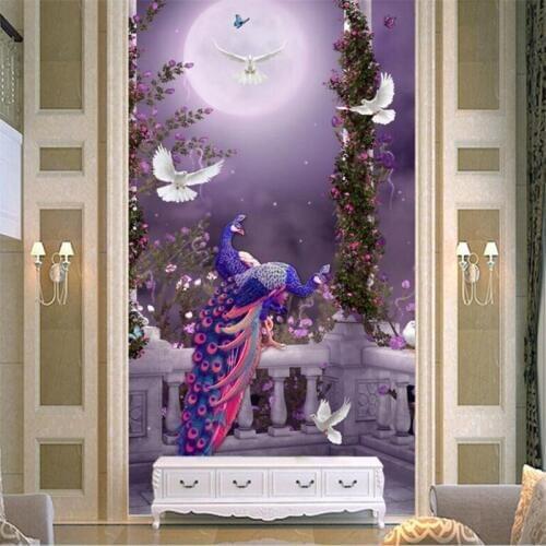 3D Wall Murals Forest Photo Wallpaper 3D Peacock Wall Mural for Living Room Bedroom Hotel Home Decor Wall Sticker 3D Wall Murlal