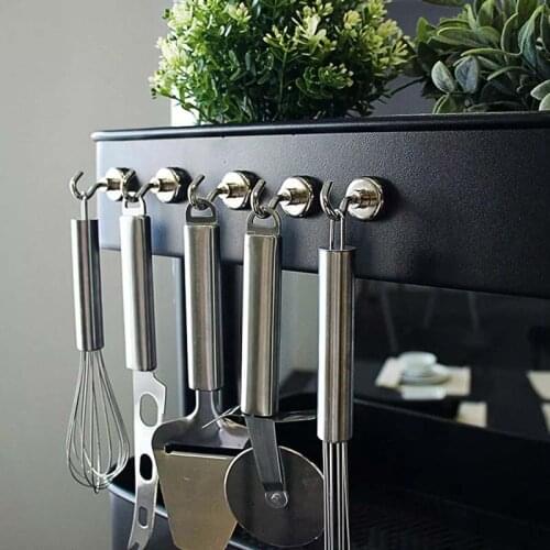 6 Pcs Strong Magnetic Hooks Heavy Duty Wall Hooks Hanger Key Coat Cup Hanging Hanger for Home Kitchen Storage Organization