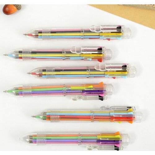 8 Colors 8 In 1 Transparent Ballpoint Pen Creative Stationery Material Escolar For Student Gift