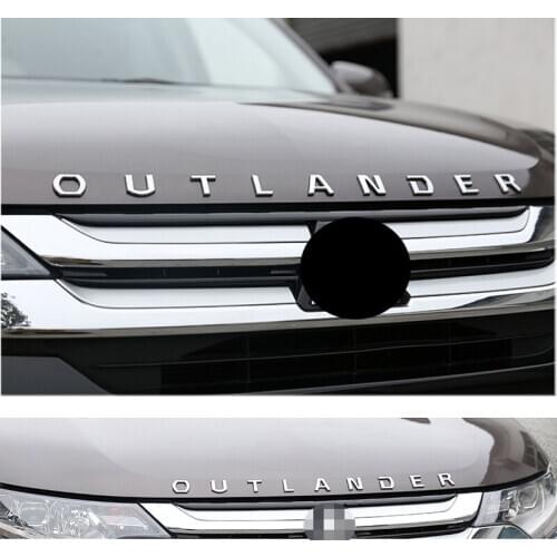 Car Accessories For Mitsubishi Outlander Chrome Car 3D Letters Hood Emblem logo Badge car sticker For Outlander Wording 3D