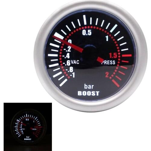 Car Auto Turbo Boost Gauge -30in.Hg~0~30PSI 2" 52mm Universal LED Smoke Len 12V Turbo Boost PSI Meter Pointer Digital