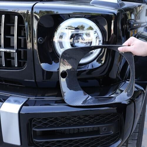 For Mercedes-Benz G-Class W463 2019-20 Car Styling Real Carbon Fiber Car Headlight Panel Frame Sticker External Car Accessories