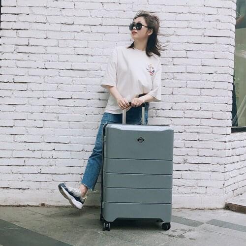 Large silver aluminum universal hand luggage