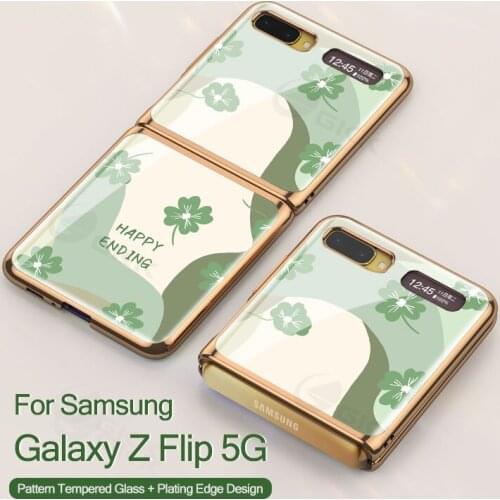 Luxury Tempered Glass Case For Samsung Galaxy Z Flip Fold 2 5G Plating Hard Edge Protection For Samsung Z Flip Fold 2 Case Cover