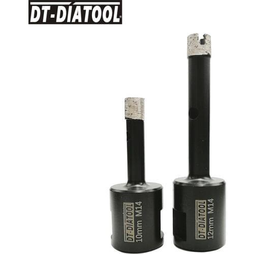 DT-DIATOOL 2pcs/pk dia 10+12mm Diamond Drilling Core Bits Wet Welded Solid Segments Drill Hole Saw for Granite Stone M14 Thread