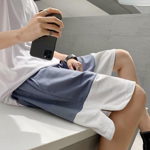 FARDRESS 2021 summer couples hit color five-point pants boys casual pants loose beach pants guy pants tide