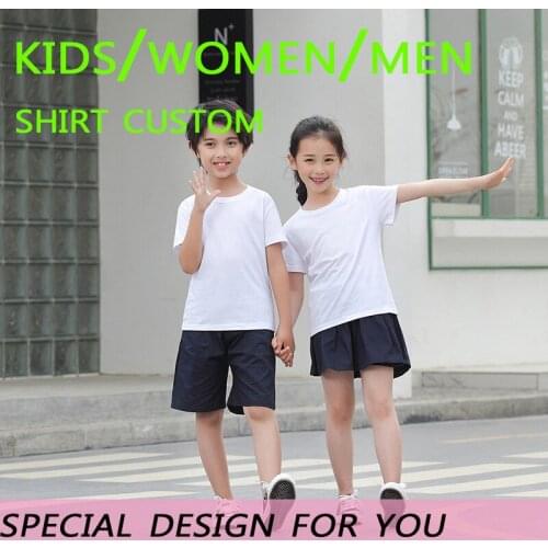 T-shirt Logo/Picture Custom Custom parent-child short sleeves DIY Cotton High quality printing Casual T-shirt tops family Tee W