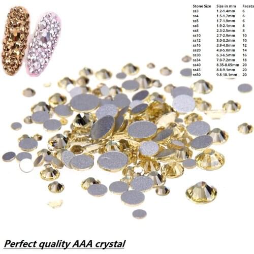 Jonquil Non Hotfix Crystal Rhinestones SS3-SS34 And Mixed Sizes Flatback Glue On Strass Glass Diamonds DIY Nails Art Accessories