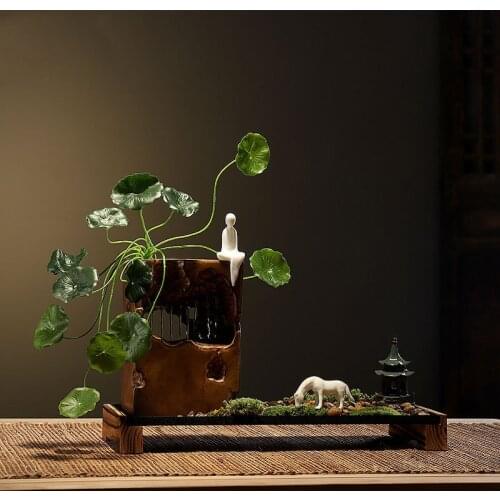 Chinese style ceramic ornaments home modern Running water Desktop furnishing articles water fountains home decor miniatures