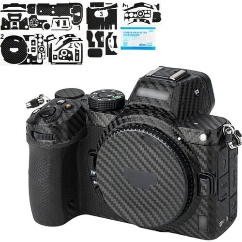 Kiwi Anti-Scratch Camera Body Sticker Protective Skin Film Kit for Nikon Z5 Anti-Slide Camera Body Protection Carbon Fiber Black