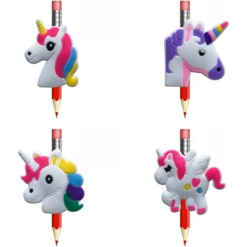100pcs Cute Unicorn Pen Cover Straw Topper Animal Pencil Cap Kids Stationery School Office Supply for Teacher Student Xmas Gift