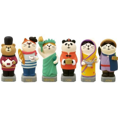 Cat Figurine Cat Travels Around The World Animal Cat Accessories Model Dessert Decor Home Ornament Accessories Bonsai Japan