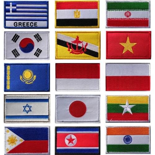 Embroidery HOOK&LOOP Europe Asia patch national flag cartoon patches for bag hat badges applique patches for clothing EQ-2387