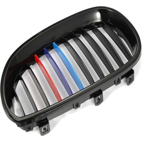Liplasting Glossy Black M Color Front Grilles Insert Kidney Grill Fit for BMW E60 E61 M5 2pcs