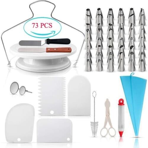 Meibum 73Pcs/Set Cake Decorating Tools Pastry Stainless Icing Tips Confectionery Dessert Nozzles Converter Cream Bag Baking Tip