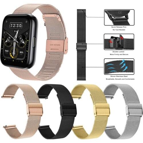 22mm Metal Watchand For Realme Watch 2/2 Pro Smartwatch Milanese Business Replace Strap Bracelet For Realwatch S / S Pro Correa