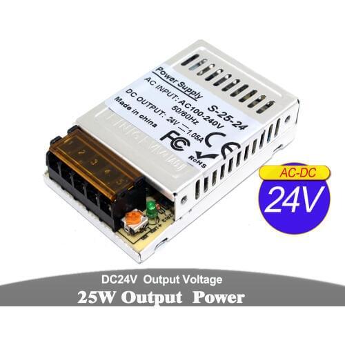 Mini size 24V 25W Switching Power Supply Transformers 100-240v AC to DC24V Power Source For Led Strip Lighting CCTV AV TV