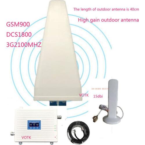 Mobile GSM2G 3G WCDMA 4G LTE Signal Repeater 90018002100 Network Booster Cell phone Amplifier with 15dbi Indoor Antenna