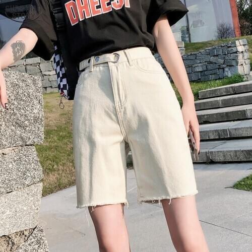 Fashion Jean Shorts Women High Waist Shorts Plus Size Summer Solid Denim trouser Streetwear Sky Blue Black Beige Gray 2021 10422