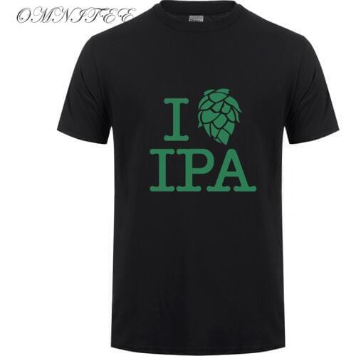 Summer New I LOVE IPA T Shirts Cool Printed Men Short Sleeve Cotton T-shirt Mans Beer Brewery Tee Shirt OT-974