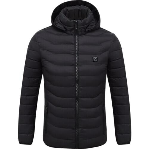 Men Heated Jackets Outdoor Coat USB Electric Battery Long Sleeves Heating Hooded Jackets Warm Winter Thermal Clothing