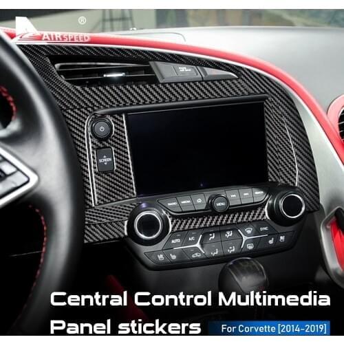 AIRSPEED Carbon Fiber for Chevrolet Corvette 2014-2019 Accessories Interior Car Central Control Multimedia Panel Cover Sticker