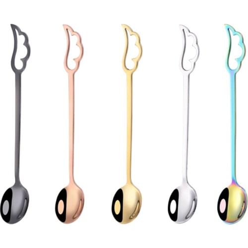 Stainless Steel Spoons Lovely Wing Shape Coffee Cup Spoon Ice Cream Dessert Teaspoon Creative Hanging Scoop Tableware