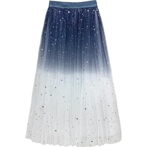 2020 new gradient skirt in the long section of the color matching bright sparkling starry super fire mesh skirt fairy tutu