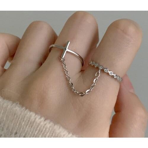 New Arrival Butterfly Cross Chain Punk Women Rings for Men Open Finger Knuckles Adjustable Korean Ring Cool Party Girl Boy Gifts