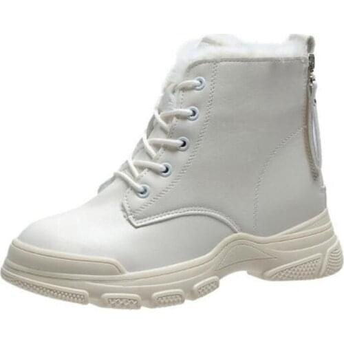 New womens short boots fashion leather plus velvet warmth thick-soled non-slip lightweight comfortable casual boots women