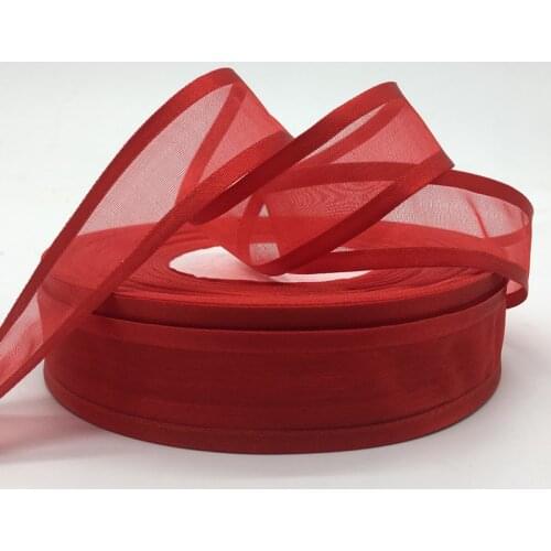 Wholesale 5Yards 1"(25mm) Red Broadside Organza Ribbon Bow Wedding Christmas Party Wrapping Decoration Lace Crafts
