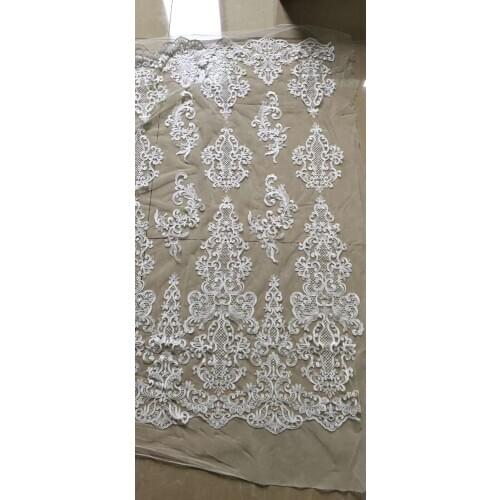 Wholesale embroidered cotton lace fabric for wedding dress Fabric 10 Yards