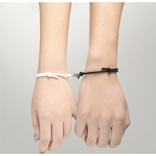 Couple Bracelets 2Pcs/Set Magnet Attract Each Other Creative Love Bracelet for Women and Men 2021 Charm Silver Chain Bracelets