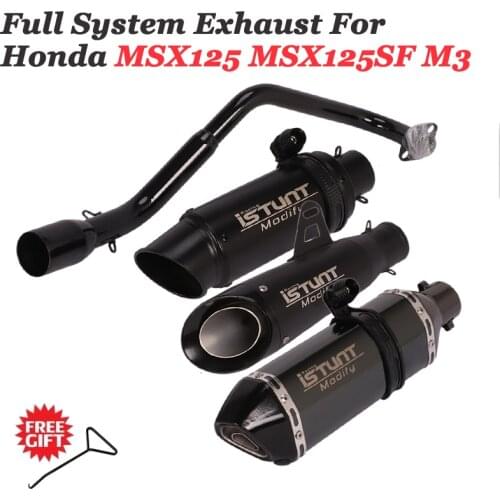 Full System Motorcycle GP Exhaust Escape Silencer For Honda M3 MSX125 MSX125SF MSX 125 Front Tube Link Pipe Muffler DB Killer