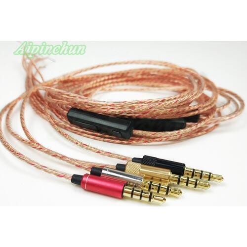 3.5mm Jack Plug HIFI Earphone Cable OFC Wire Core with Volume Controller Repair Replacement for Headphone