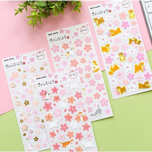 Romantic sakura stickers cute cherry blossom sticky paper stationery DIY decoration adhesive stickers for scrapbooking, album