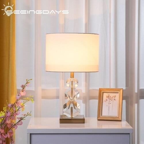 SeeingDays Luxury K9 Crystal Table Lamp Girly Bedroom Bedside Lamp Nordic Simple Warm Romantic Net Lamp For The Living Room