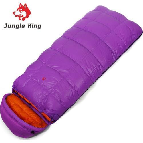 Jungle King High quality autumn winter envelope sleeping bag widening filled 1000g 90% -25 degrees outdoor camping sleeping bag