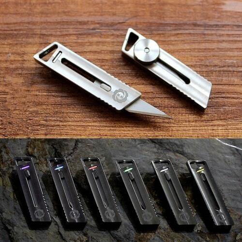 Tritium Tube Outdoor Mini Titanium Alloy Utility Retractable Razor Sharp Cutter Pocket Knife Paper Knife Free Shipping