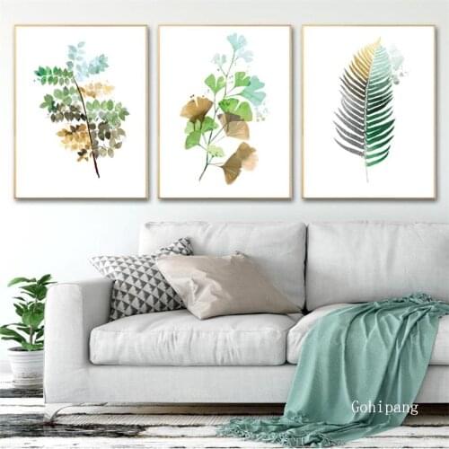 Tropical Palm Leaf Green Fresh Palnt Canvas Wall Art Print and Poster Modern Home Decorations for Home Bathroom Bedroom No Frame
