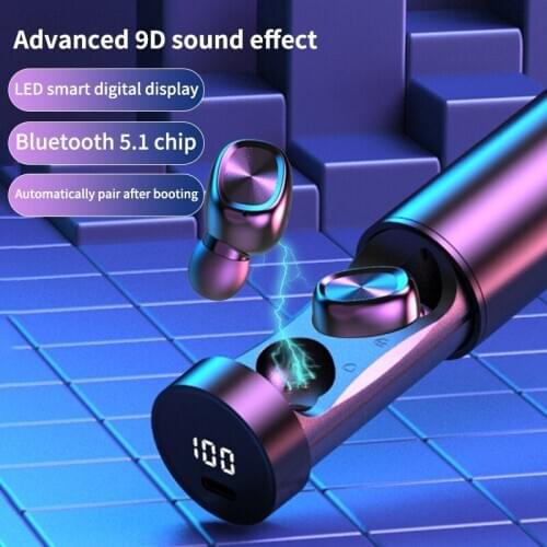 TWS Wireless Bluetooth Earphone Waterproof Earbuds LED Display HIFI Sport Heasets With MIC Gaming Music Fashion